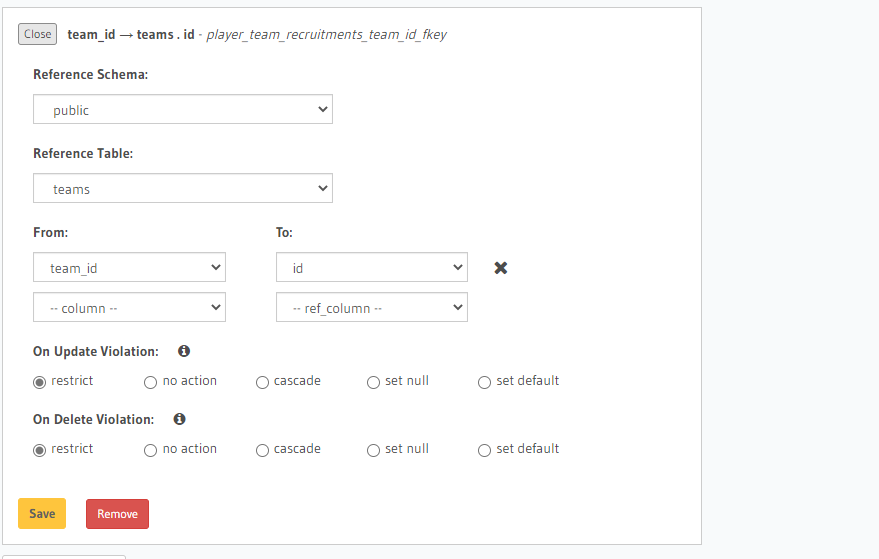 Adding foreign key to the player recruitment table 2