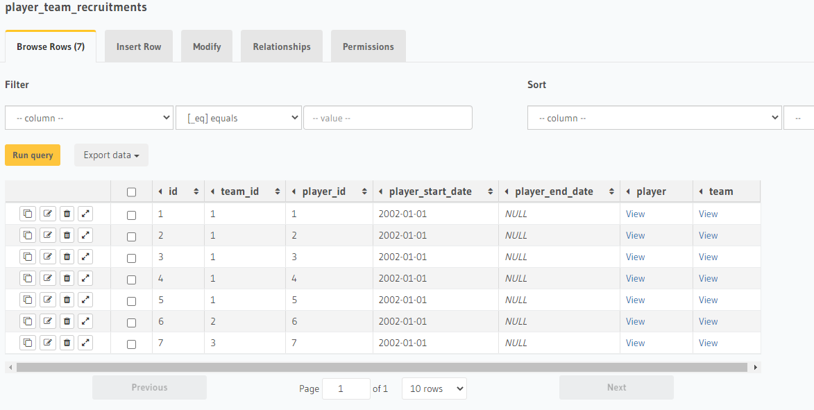 Adding data to the recruitment table