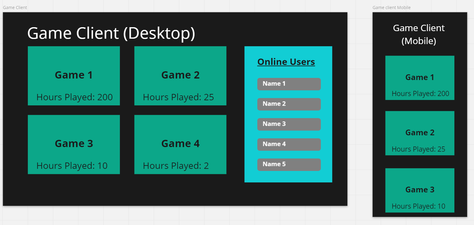 UI of Game Client App