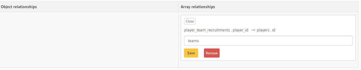 Adding array relationships in tables 1