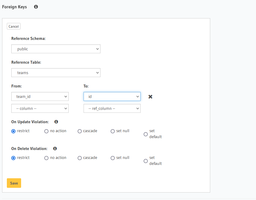 Adding foreign key to hasura table