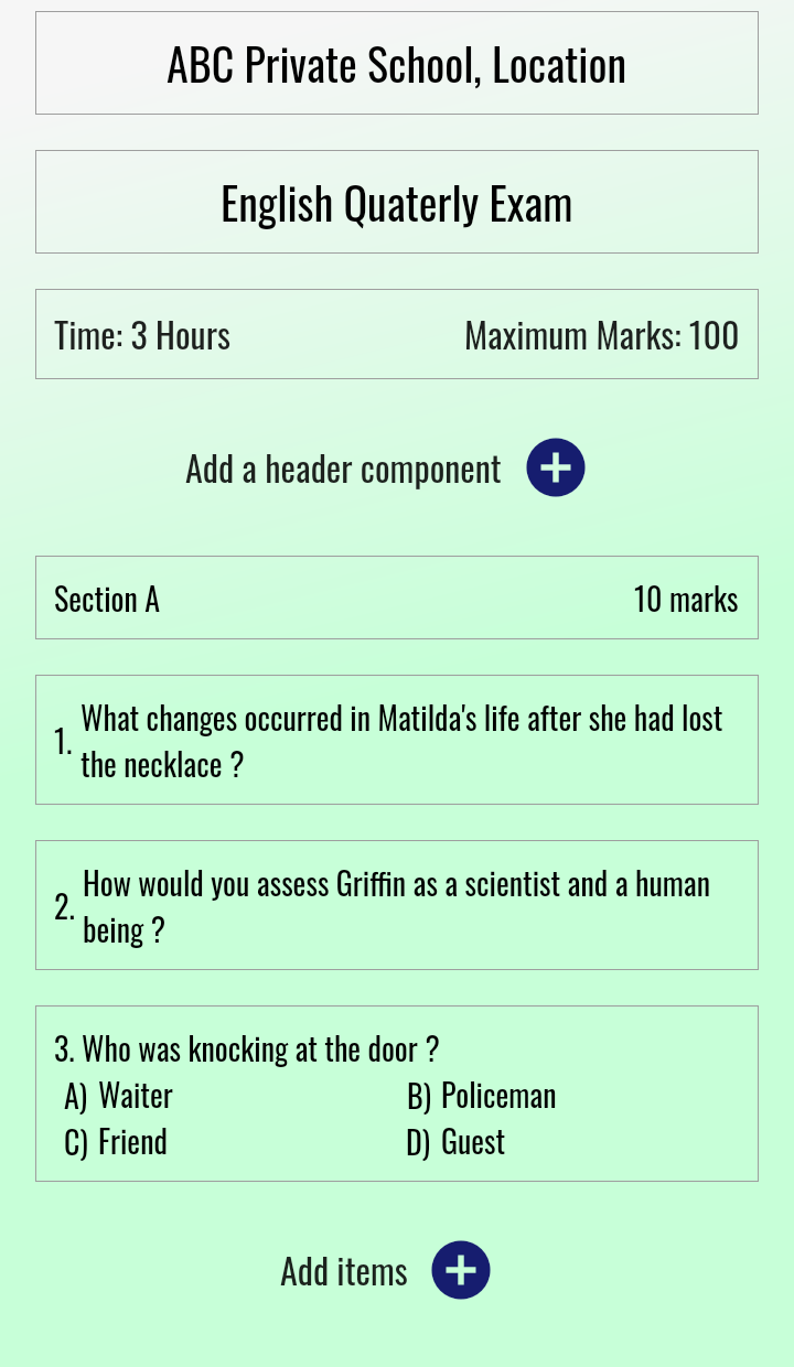 question paper creation